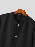 Mens Weave Texture Metal Button Collarless Jacket SKUK30920