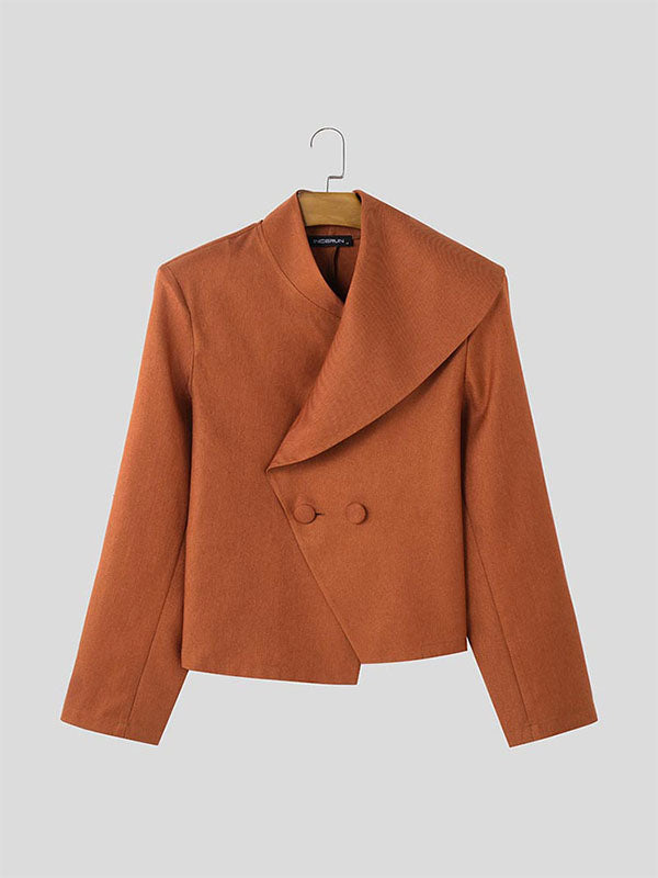 Mens Solid Color Asymmetrical Long Sleeve Blazer SKUK94589