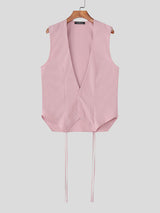 Men's Plain Tie Detail Casual Waistcoat SKUL21105