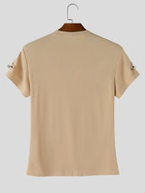Men's Cut Out Knit Short Sleeve T-shirt SKUL65883