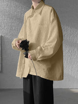 Men's Ribbon Texture Long Sleeve Shirt SKUL31941