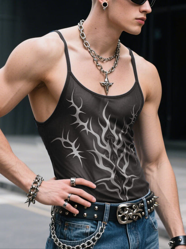 Mens Slightly Sheer Mesh Casual Tank SKUL23540