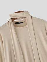 Men's Solid Color Thin Scarf Long Sleeve T-shirt SKUL47913