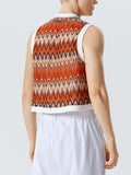 Mens Colorful Wave Striped Knit Crop Top SKUK10280