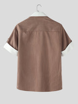 Men's Striped Colorblock Short Sleeve Shirt SKUL27367