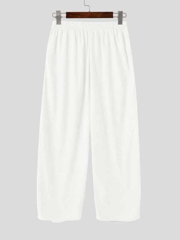 Men's Urban Streetwear City Walk Contrast Curved Piping Ribbed Harem Pant SKUL85507