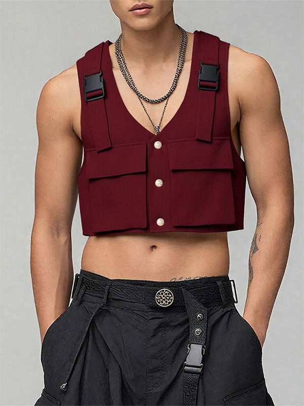 Men's Utility Pocket Cropped Casual Tank SKUL26222