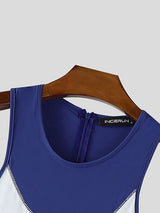 Men's Color Block Slim Sleeveless Bodysuit SKUL37279