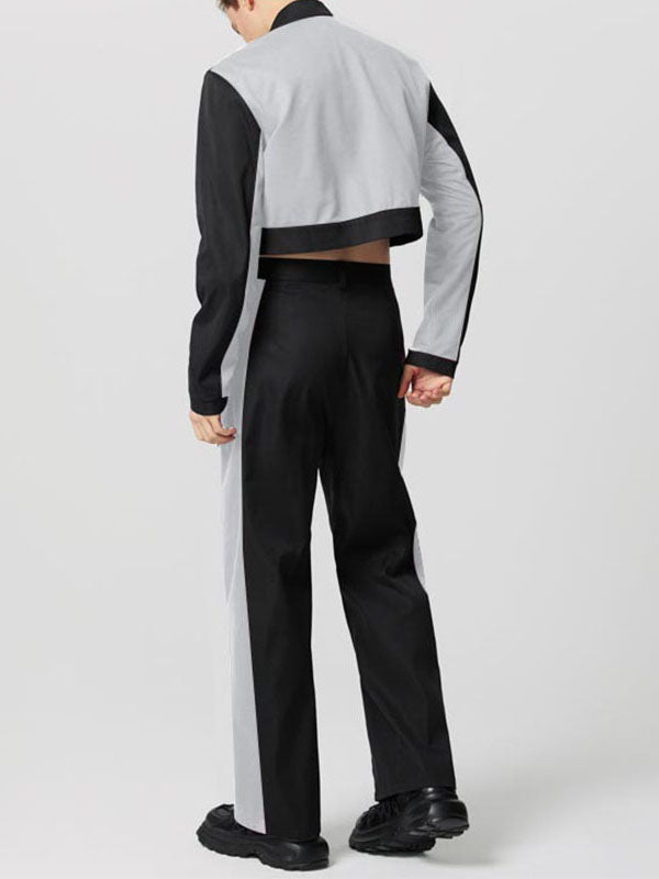 Mens Color-block Cropped Two Pieces Outfit SKUK92646