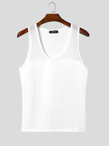 Men's Slim Fit Sheer Mesh Splicing Deep Scoop Neck Tank SKUL63638