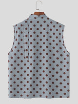 Men's Avant-Garde Polka Dot Print Halter Bow-Tie Neck Tank SKUL67069