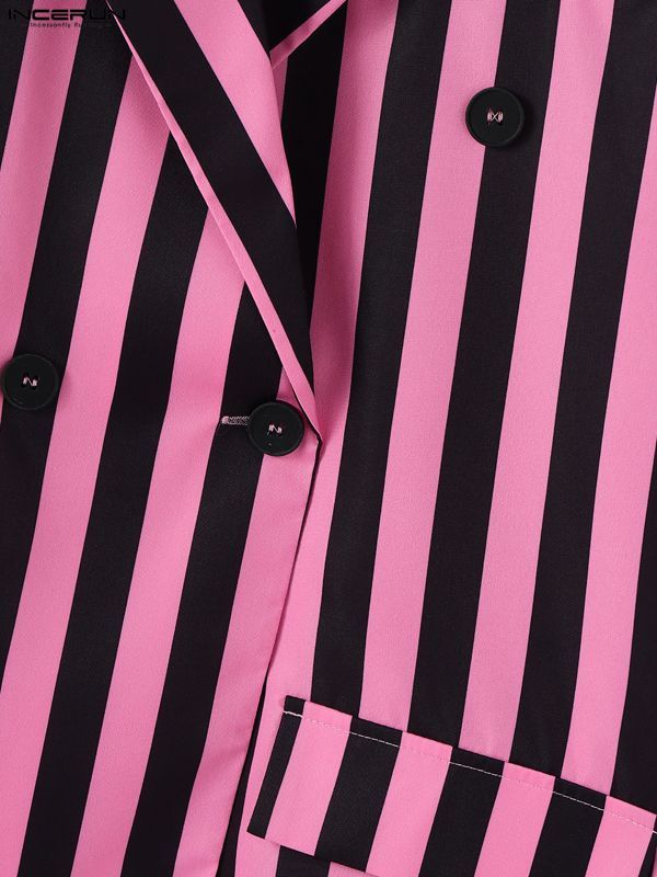 Men's Striped Double Breasted Two Pieces Outfit SKUL32874