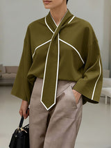 Men's Contrast Color Line Flared Sleeve Shirt SKUL46206