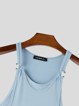 Men's High Street Fashion Ribbed Knit O Ring Detail Muscle Slim Fit Tank SKUL66245