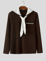 Men's Colorblock Sailor Collar Long Sleeve T-Shirt SKUL31912