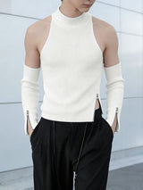 Men's Rib-Knit Mock Neck Halter T-shirt SKUL56679