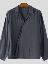 Men's Asymmetrical Placket Textured Long Sleeve Shirt SKUL46303