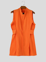 Men's Avant-Garde Clergy Collar Side-Cutout Longline Tank SKUL73685