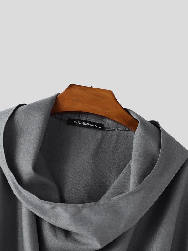 Men's Solid Color Hooded Neck Scarf Two Pieces Outfit SKUL42297