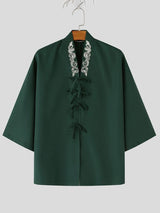 Men's New Chinese Style Print V-Neck Tie-Front Cardigan SKUL62028