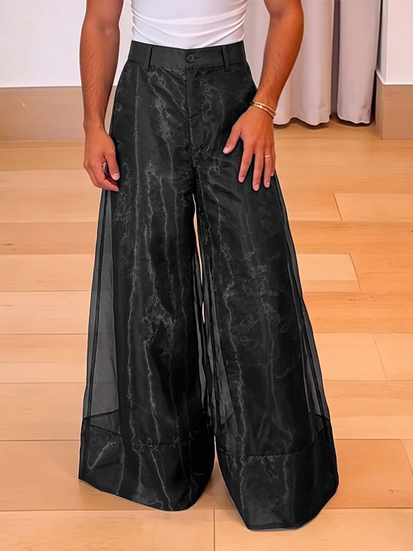 Men's Avant-Garde Sheer Organza Loose Wide Leg Palazzo Pant SKUL68199