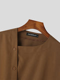 Mens Solid Oblique Placket Long Sleeve Shirt SKUK23669