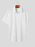 Mens Lace Lapel Cotton Short Sleeve Shirt SKUK47533