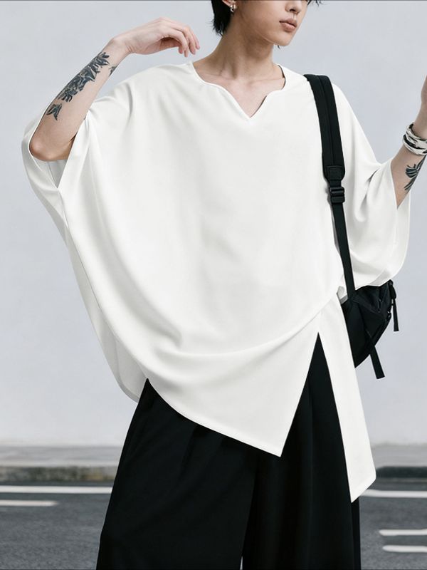 Men's Solid Color Split 3/4 Length Sleeve T-Shirt SKUL39756