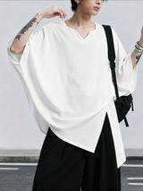 Men's Solid Color Split 3/4 Length Sleeve T-Shirt SKUL39756