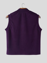 Men's Solid Color Textured High Neck Tank SKUL54042