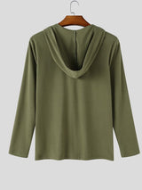 Men's Early Autumn High Street Grommet Drawstring Rib-Knit Long Sleeve T-shirt SKUL81819