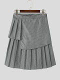 Mens Striped Pleated Layered Design Skirt SKUK16953