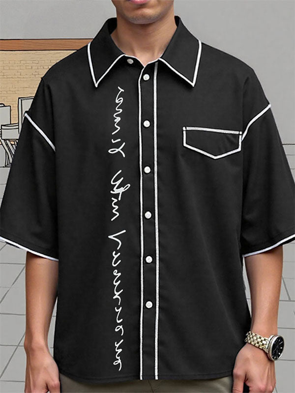 Mens Graffiti Print Casual Short Sleeve Shirt SKUL06555