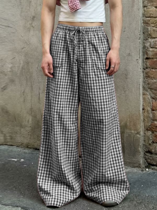 Men's Casual Plaid Loose Fit Pant SKUL58865