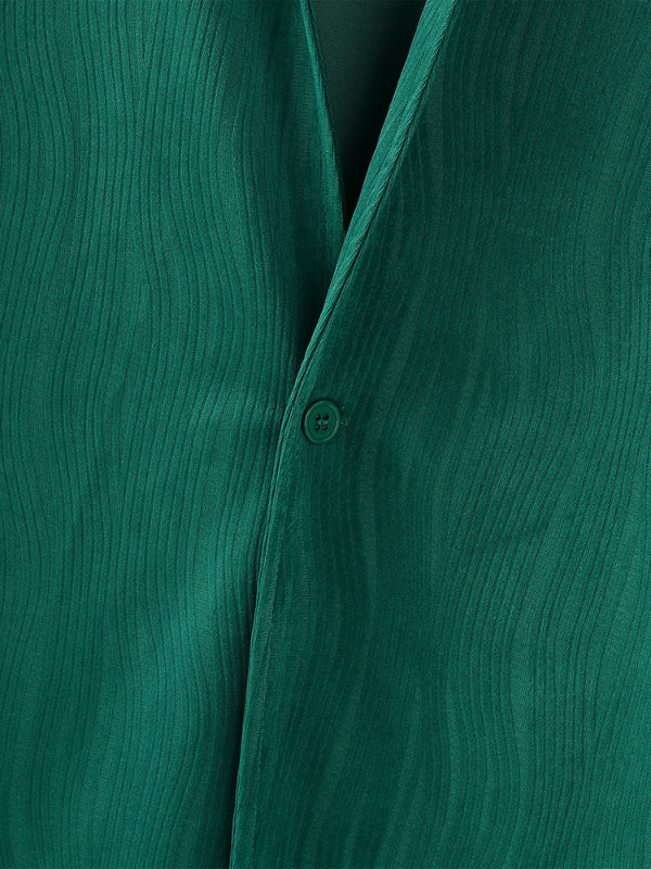 Mens Solid Color Textured Lapel Long Sleeve Cardigan SKUL24861