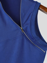 Men's Deconstructed Avant-Garde Asymmetric Diagonal Zipper Paneled Tank SKUL68059
