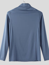 Men's Solid Color Zip Long Sleeve T Shirt SKUL35283