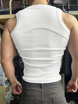 Men's Solid Color Textured Casual Tank SKUL30568