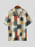 Mens Colorful Plaid Revere Collar Casual Shirt SKUK45481