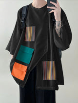 Men's Stripe Contrast Long Sleeve Shirt SKUL27179