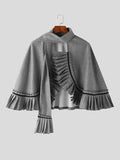 Mens Solid Pleated Trim Tweed Cloak SKUK29962