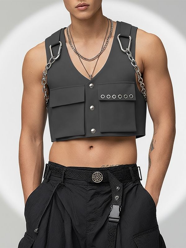 Men's Deconstructed Chain Casual Waistcoat SKUL40294