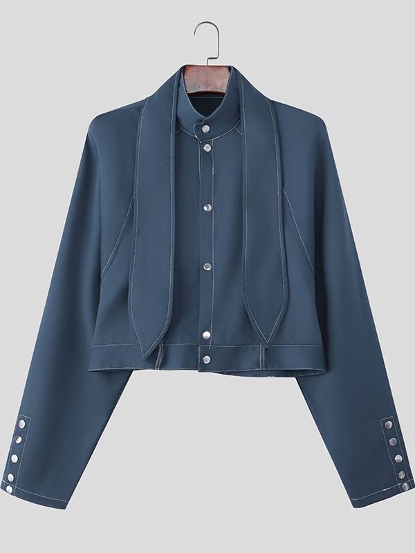 Men's Deconstructed Contrast Stitch Long Sleeve Jacket SKUL32849