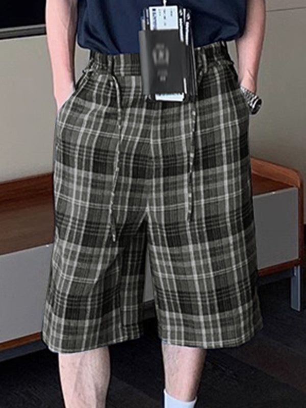 Mens Contrast Color Plaid Casual Short SKUL16652