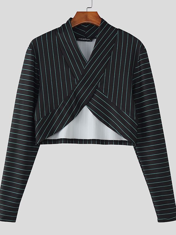 Men's Cross Design Stripe Long Sleeve T-shirt SKUL45182