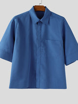 Men's Solid Casual Short Sleeve Shirt SKUL34070