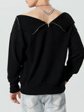 Mens Zip Design Solid Knit Pullover Sweater SKUK37962