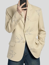 Men's Bird Printed Long Sleeve Blazer SKUL37524