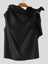 Men's 3D Floral Patchwork Fringe Sleeveless T-Shirt SKUL15372