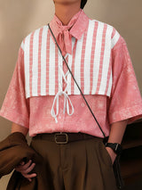 Men's Striped Lace Print Half Sleeve Shirt SKUL39409